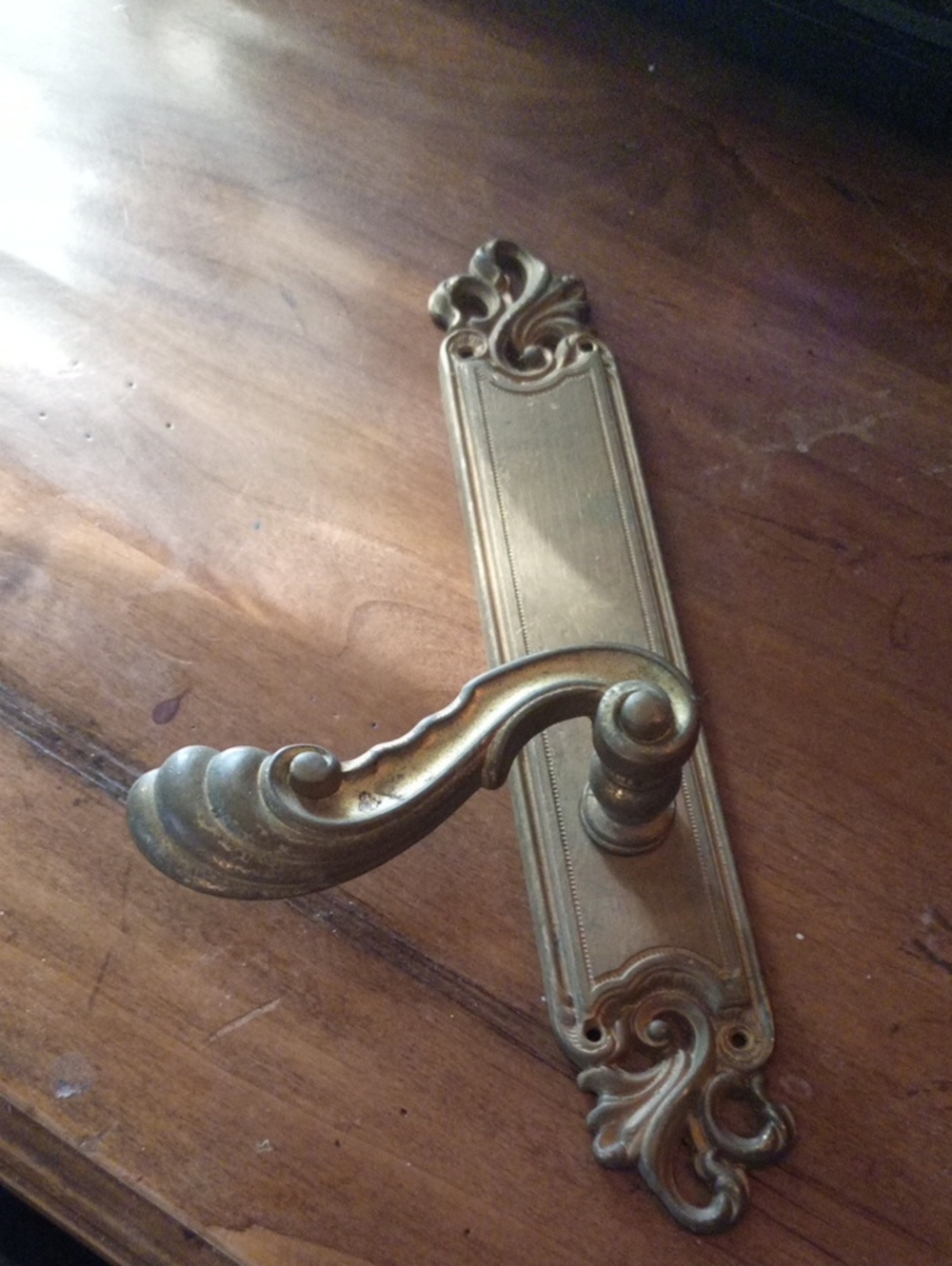 Antique-Style Brass Finish Decorative Door Lever - Gold